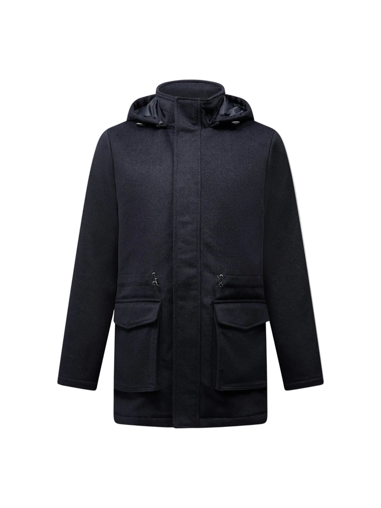Front View of Peckham Rye Wool Blend Dark Sapphire Navy Padded Parka Jacket PRY0331-J09